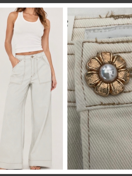 CeCe Denim - NWT CeCe half white adorable jeans with a cute flower button 8